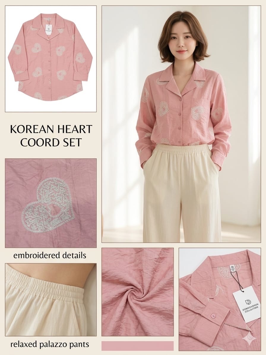 Heart Embroidery Button-Up Shirt view 2