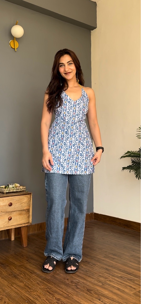 Blue Printed Kurti view 2
