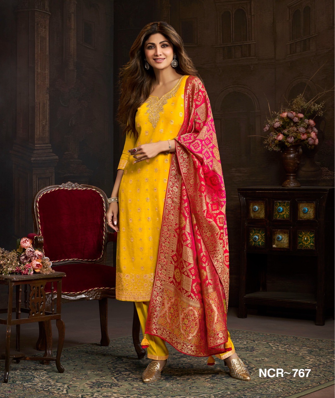 Yellow Banarsi Ethnic Suit By Shruti Ethnic Wears view 2