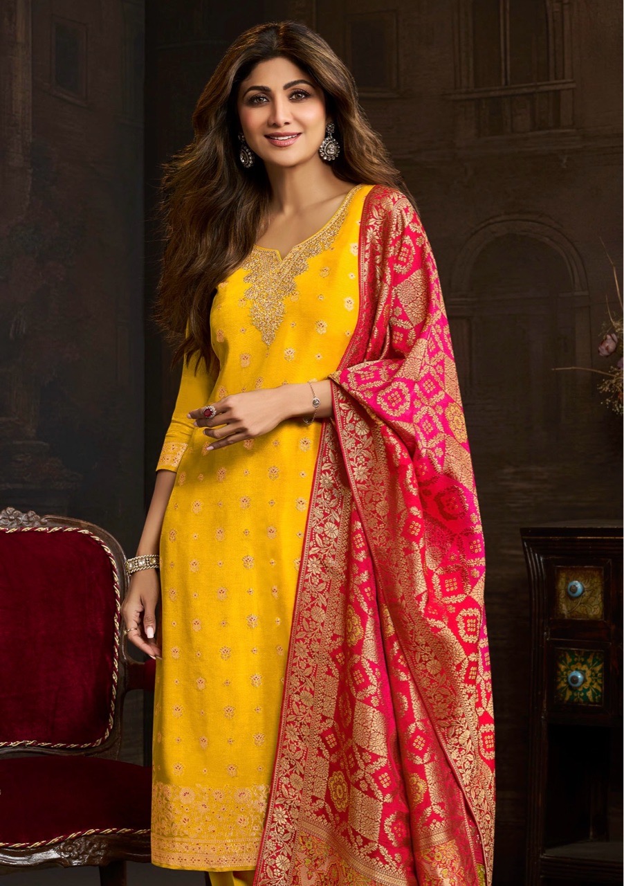Yellow Banarsi Ethnic Suit By Shruti Ethnic Wears