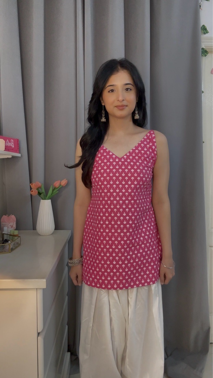Pink Corset kurti with Farshi Salvar view 4
