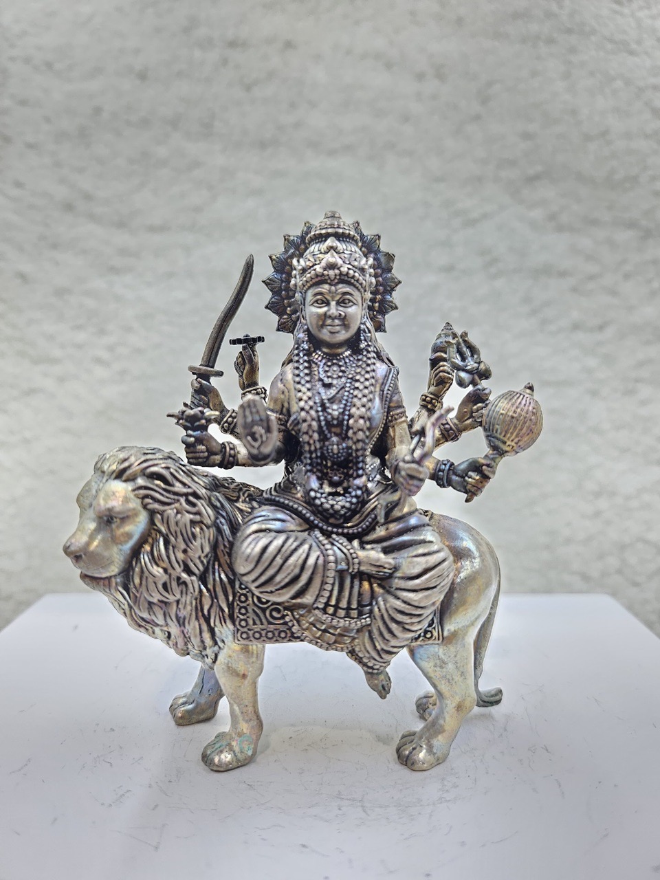 Silver Maa Durga Idol view 2