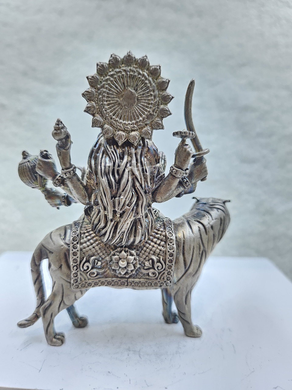 Silver Maa Durga Idol view 3