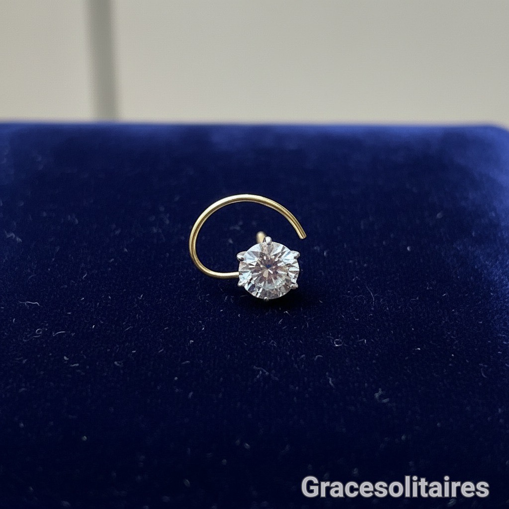 0.70 CARAT ROUND SOLITAIRE NOSE PIN