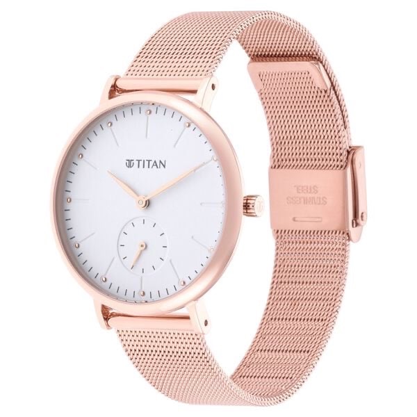 Titan Women’s Rose Gold Mesh Watch view 2