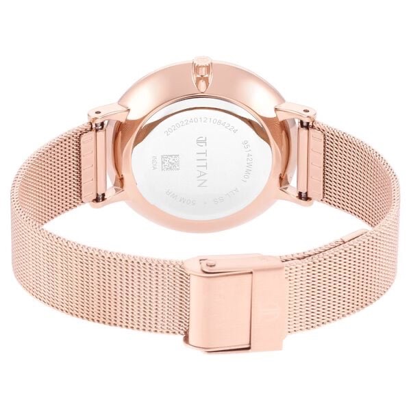 Titan Women’s Rose Gold Mesh Watch view 3