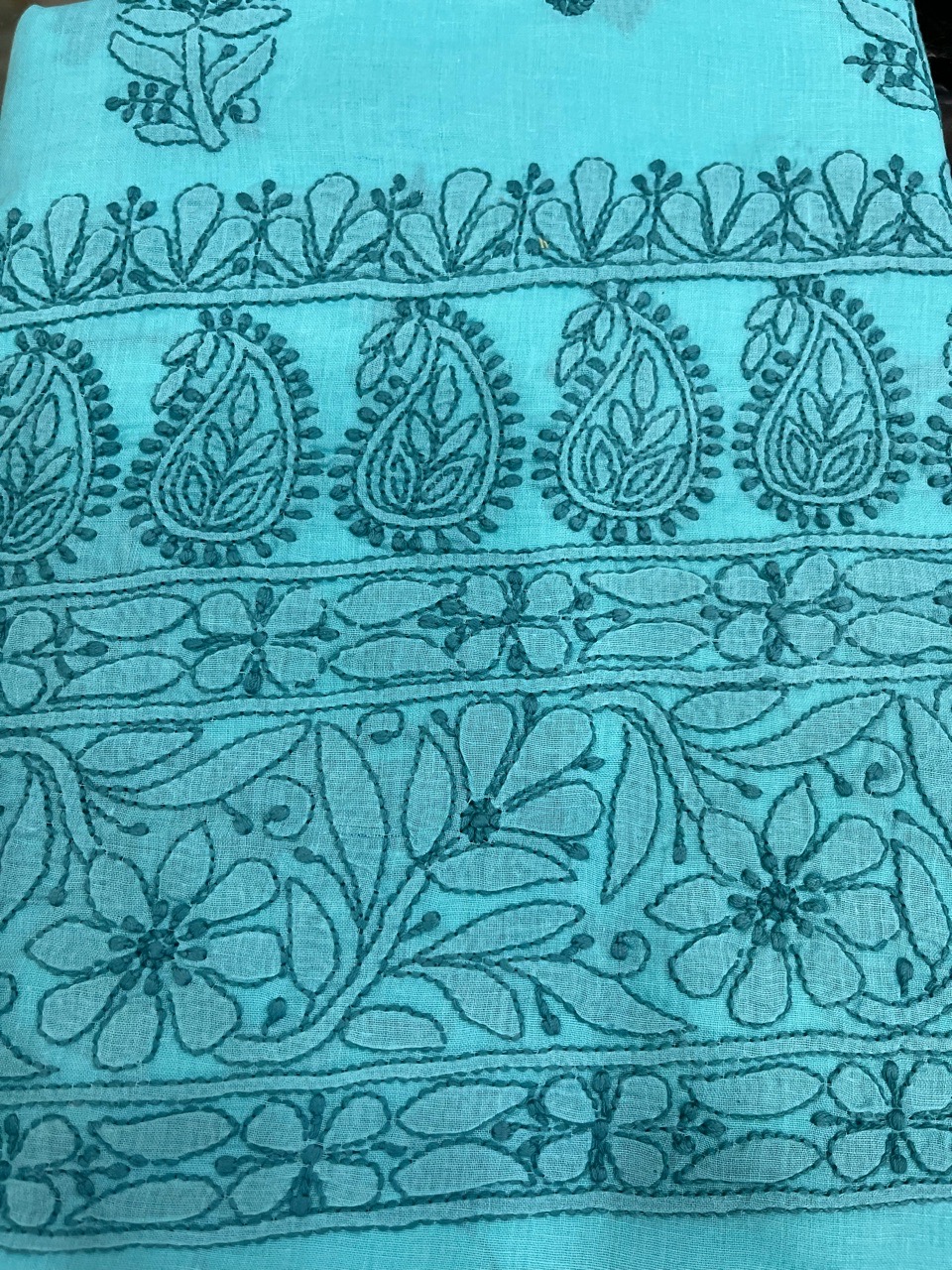 Chikankari Embroidered Fabric view 3