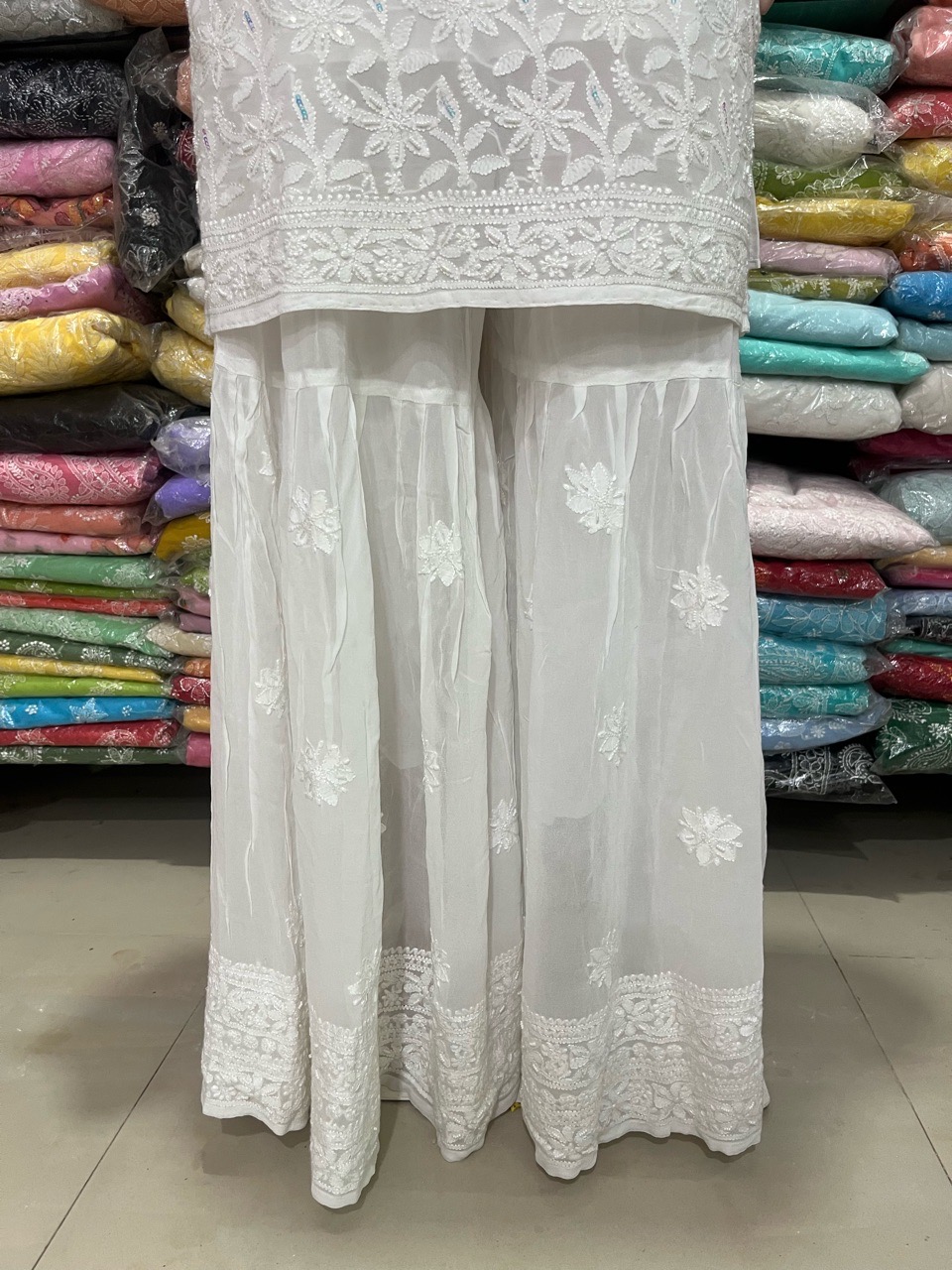 Chikankari Gharara Set view 4