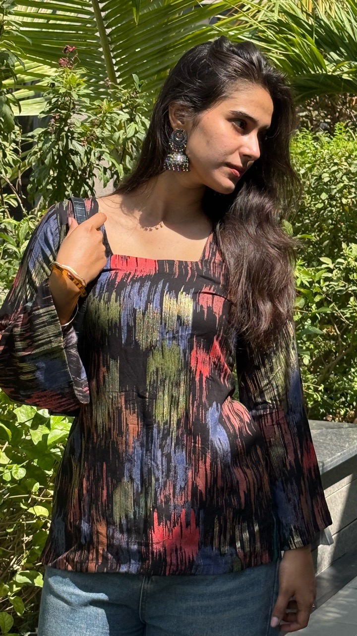 Black Abstract Print Kurti
