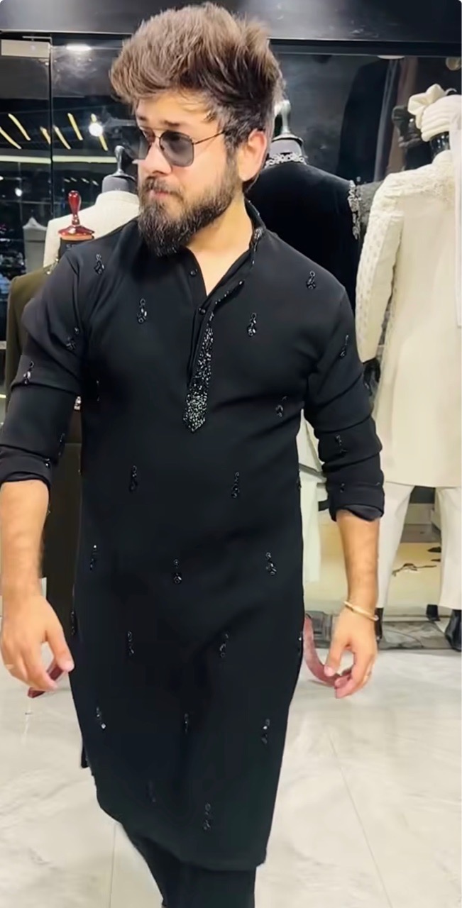Elegant Black Kurta With Pants view 2