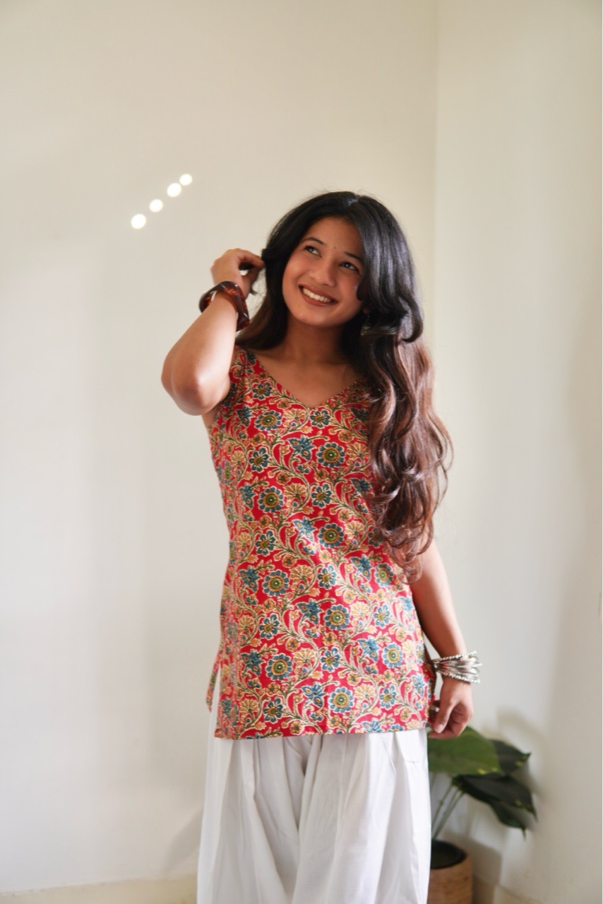 Red Paisley Kurti view 2