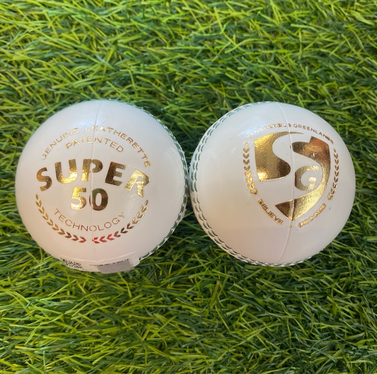 SG White Super 50 Cricket Ball view 2