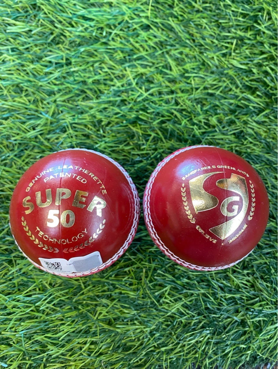 SG Red Super 50 Cricket Ball view 2