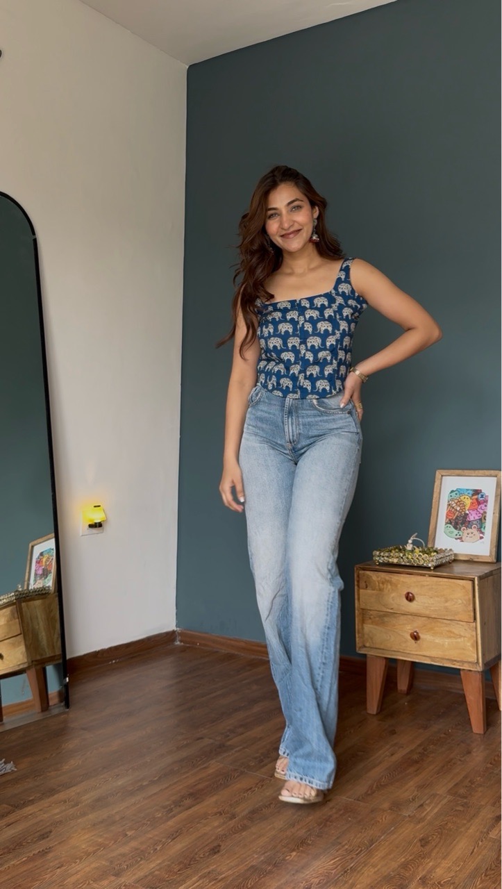 Elephant Print Crop Top view 3