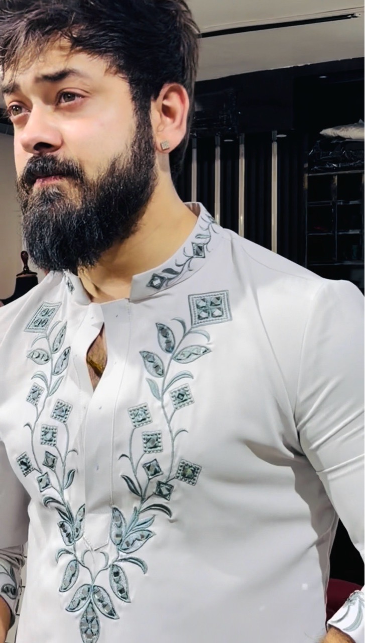 Embroidered Machine And Mirror Work Kurta Set view 4
