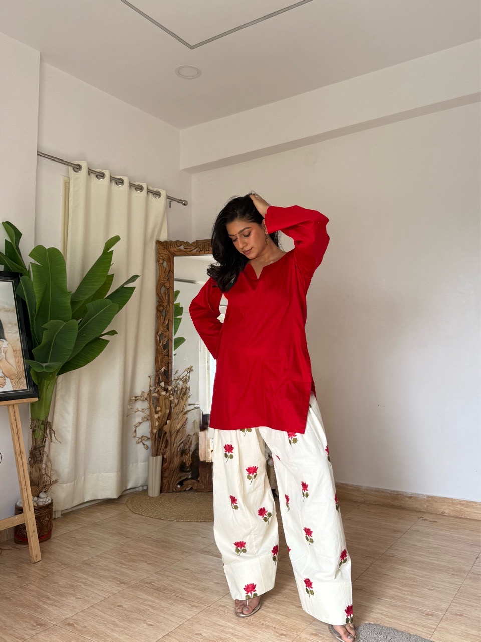 Lotus Farshi Salvar set- Red view 2