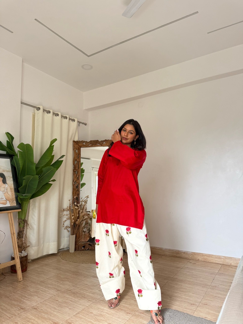 Lotus Farshi Salvar set- Red view 3