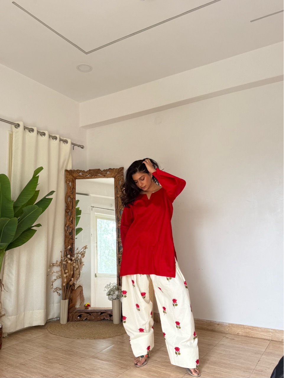 Lotus Farshi Salvar set- Red view 4