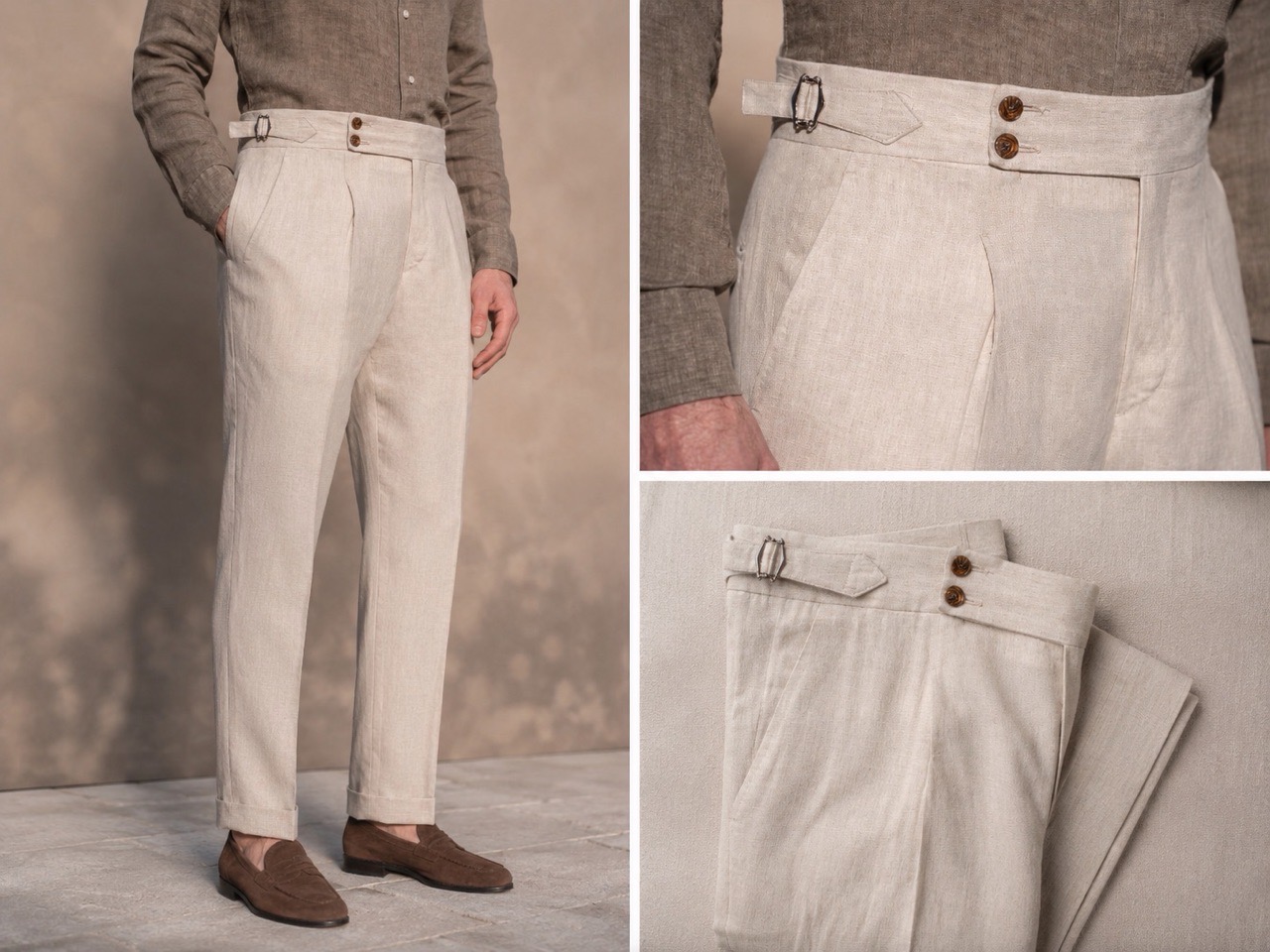 High Waisted Linen Gurkha Pants view 4