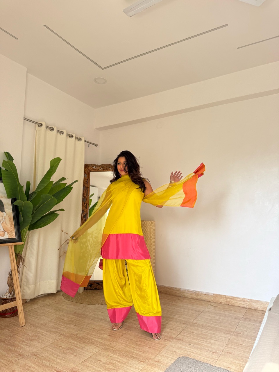 Color Block Farshi Salvar set view 2