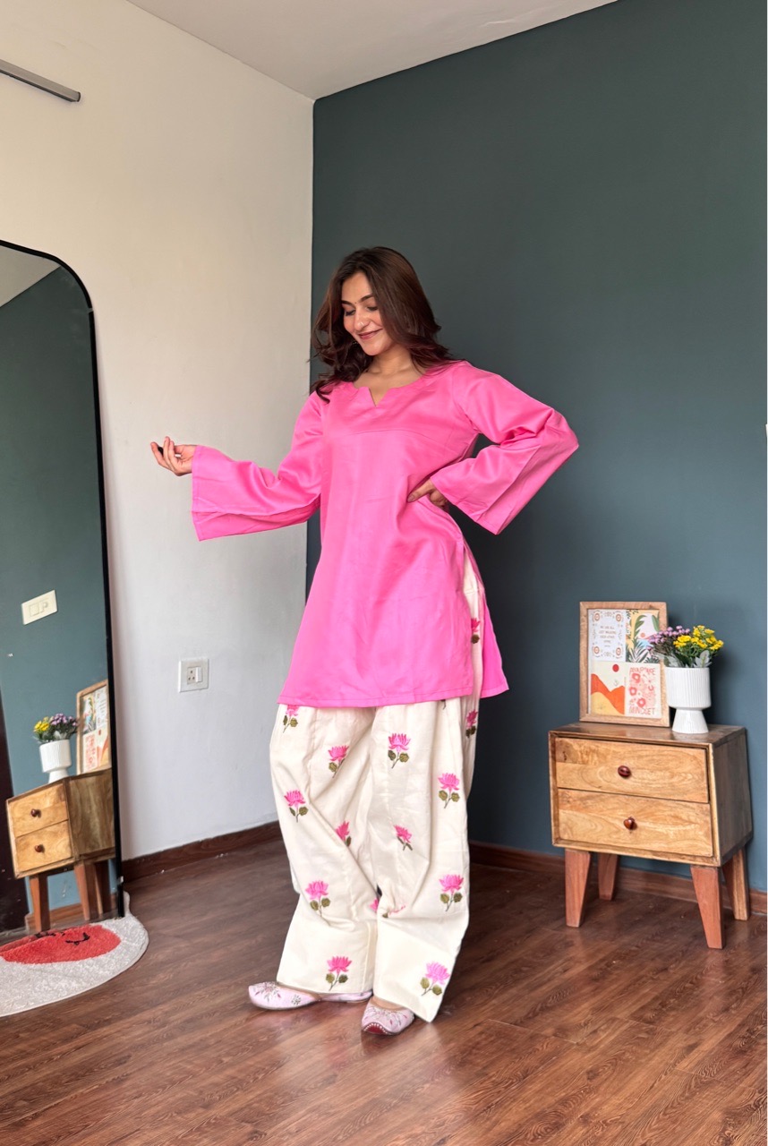 Lotus Farshi Salvar set- Pink