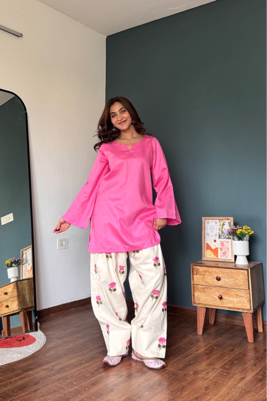 Lotus Farshi Salvar set- Pink view 3