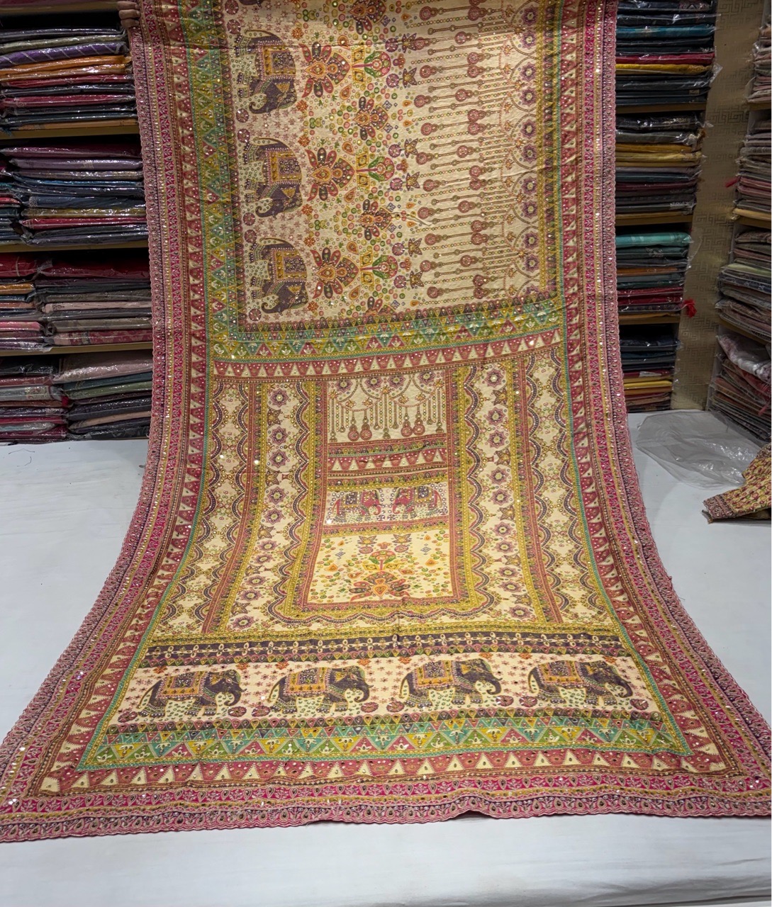 Traditional Saree with Elephant Motif view 5