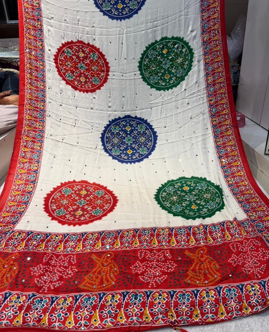Traditional Ajrakh Saree view 3