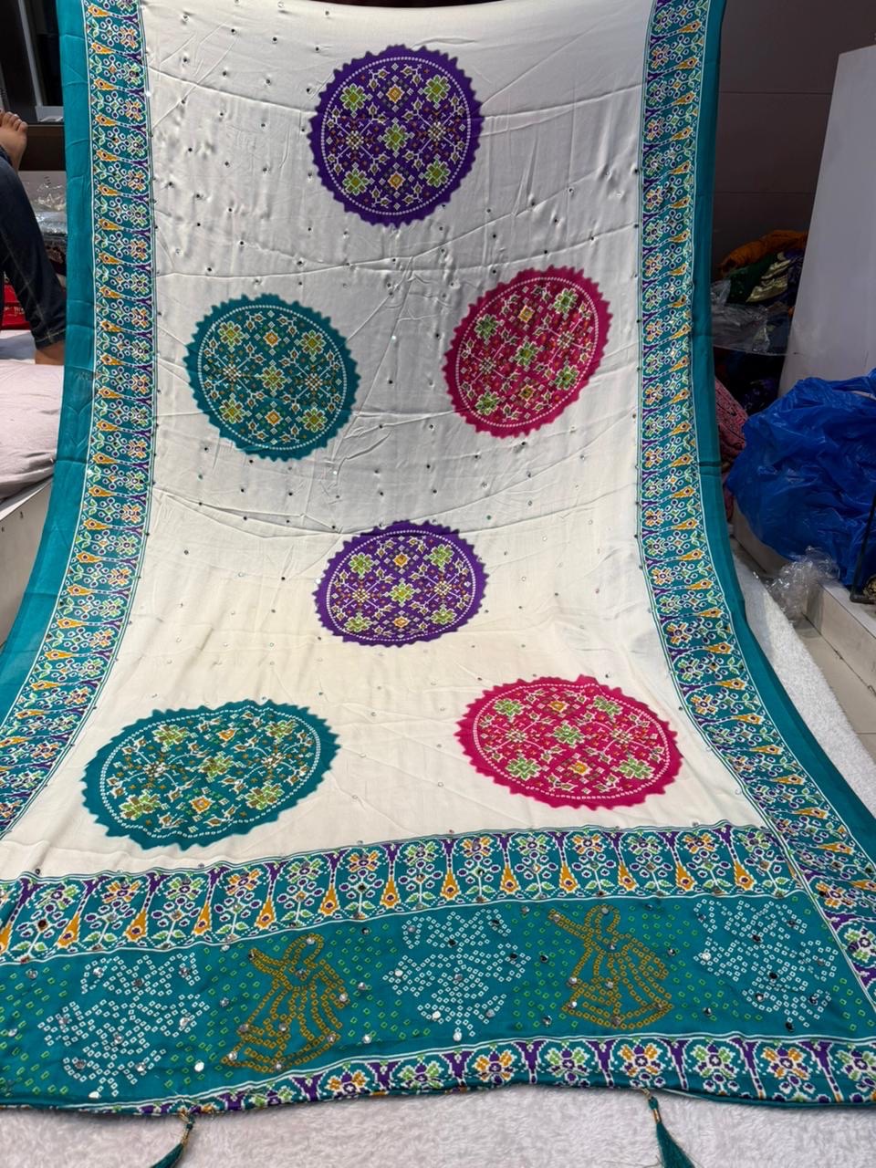 Traditional Ajrakh Saree view 5