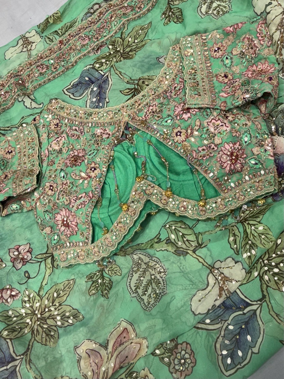 Floral Embroidered Saree view 4