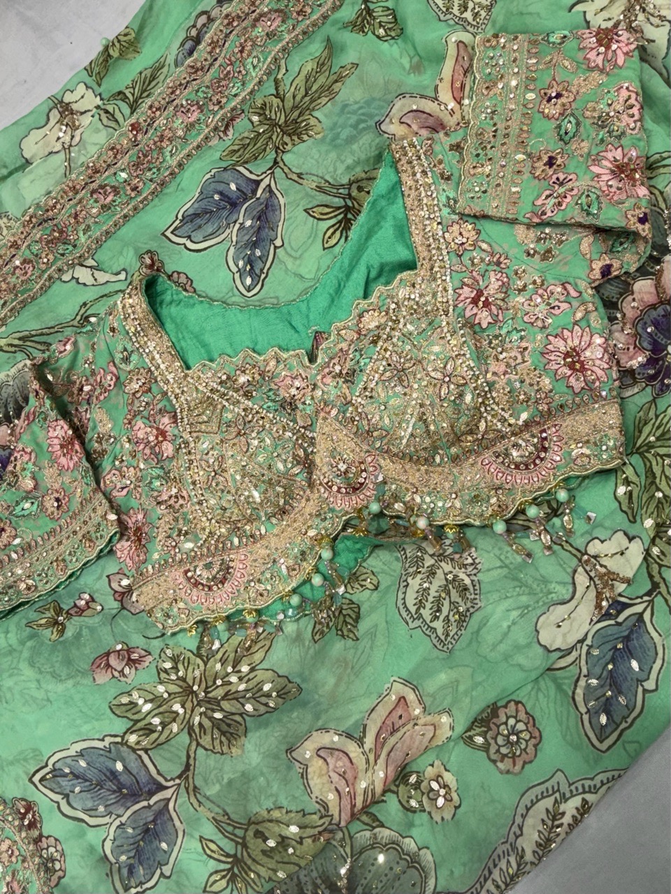 Floral Embroidered Saree view 3