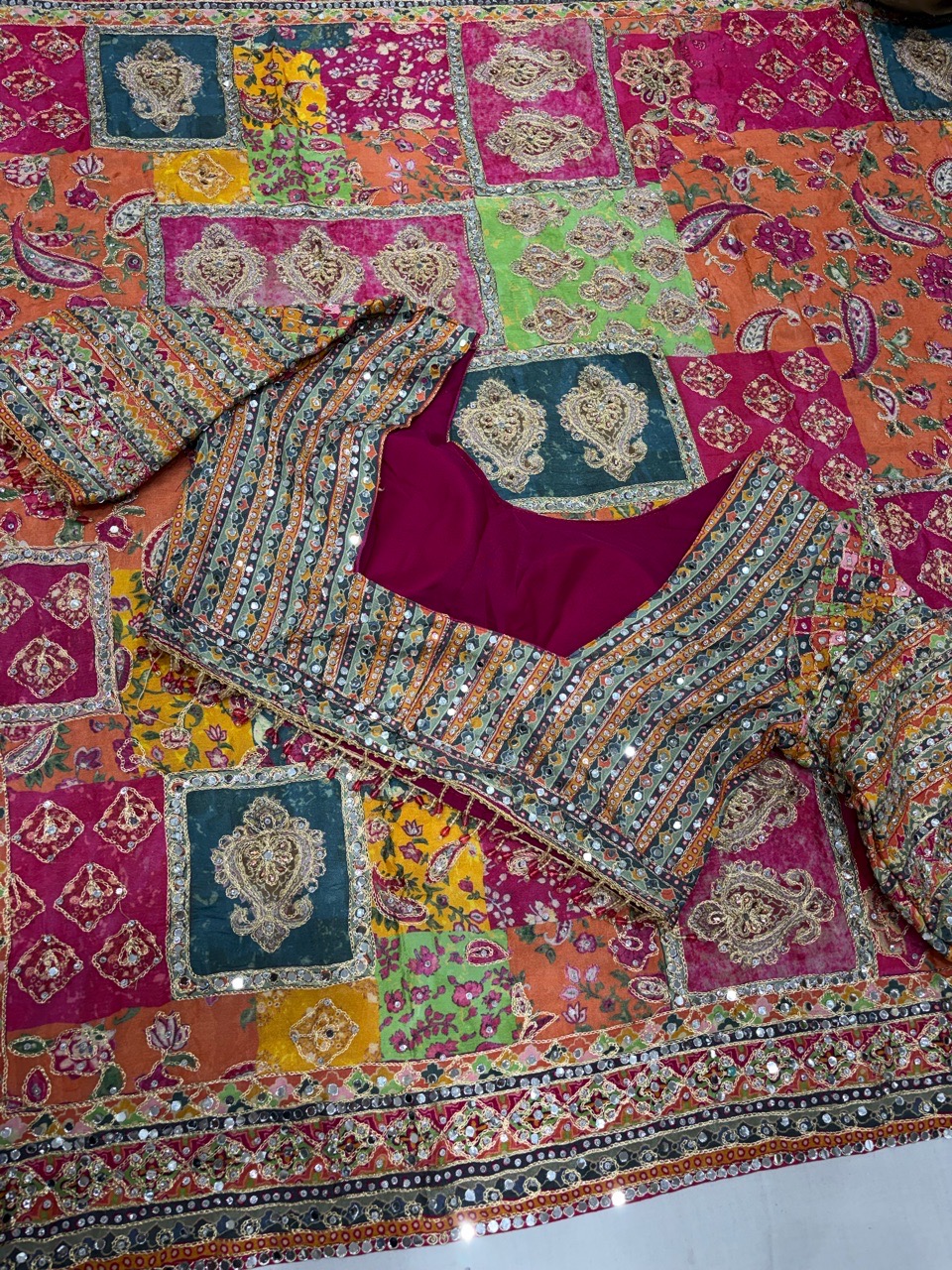 Embroidered Patchwork Saree view 5