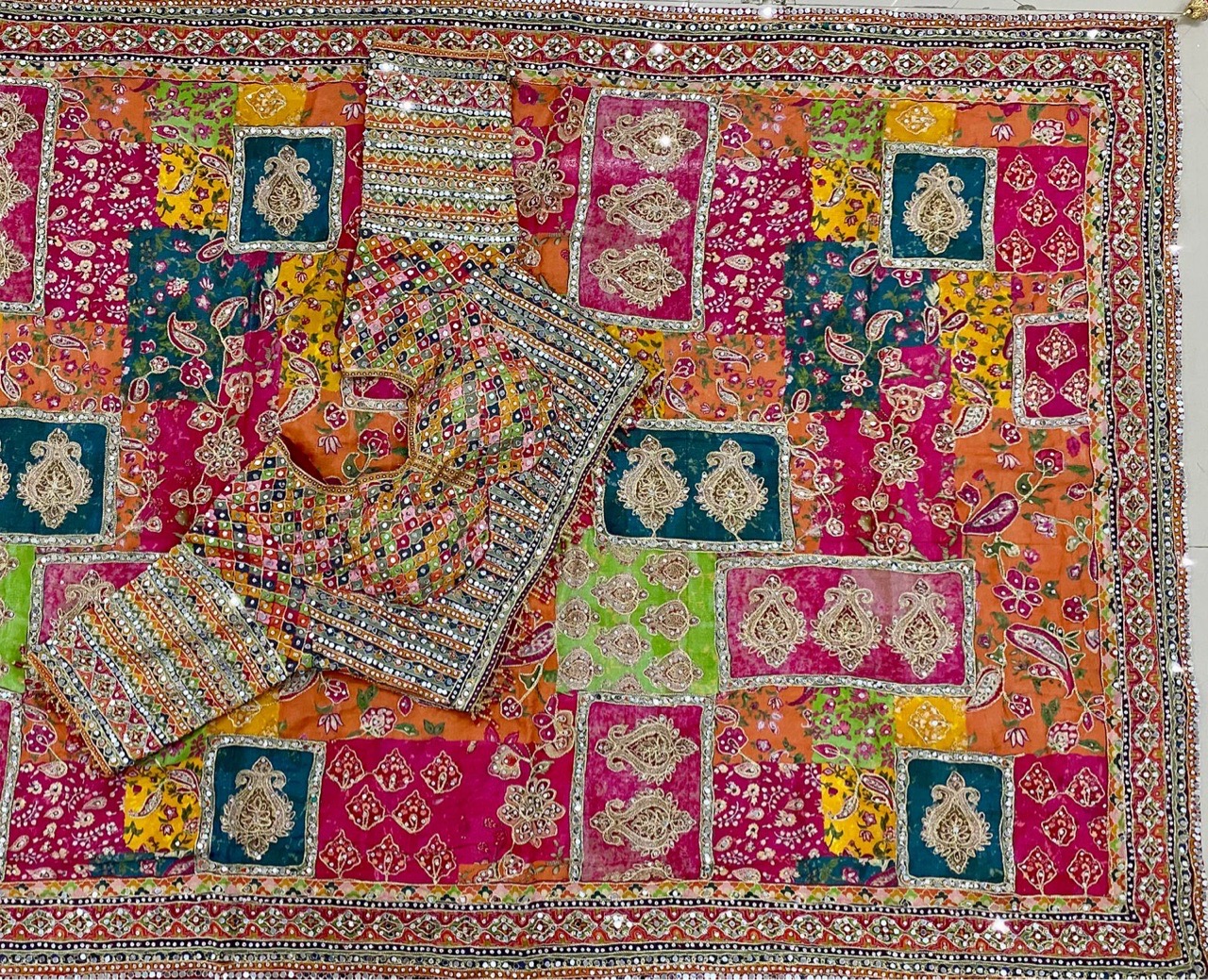 Embroidered Patchwork Saree view 3