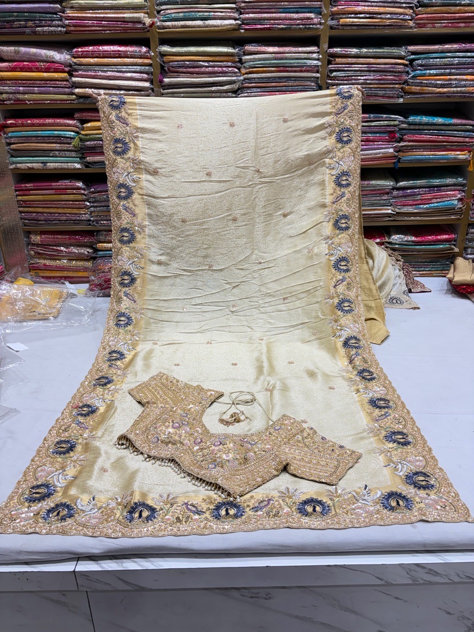 Embroidered Bridal Saree view 7