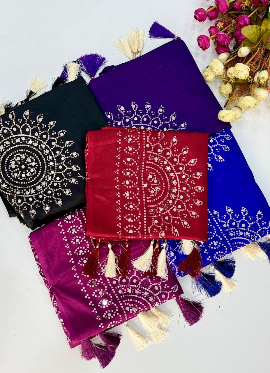 Ajrakh Blue Saree view 3