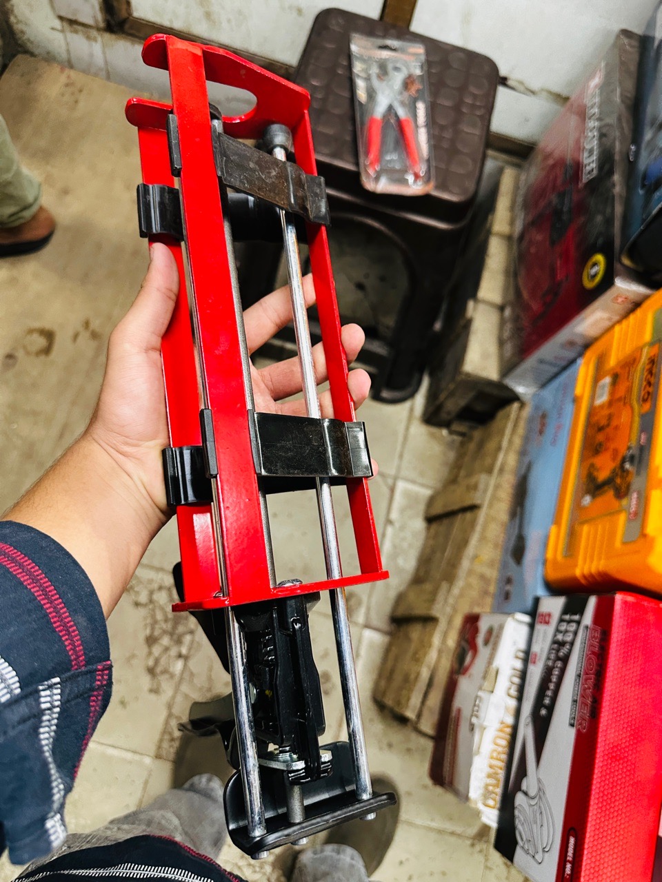 Red Heavy-Duty Pipe Wrench