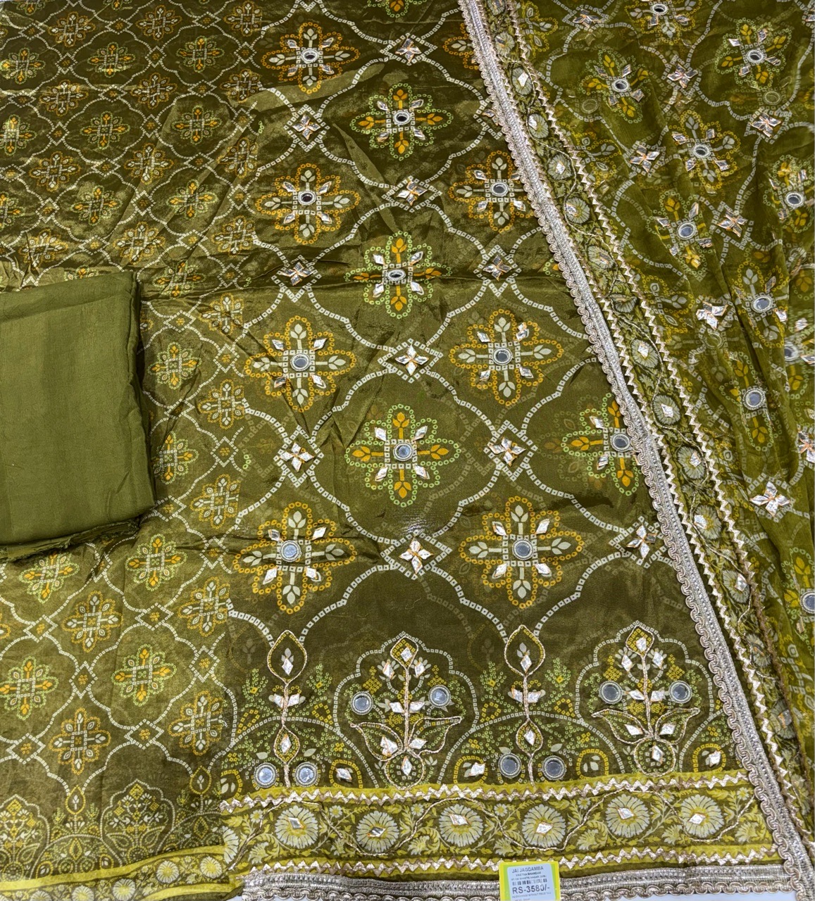 Dark Green Ajrakh Printed Suit