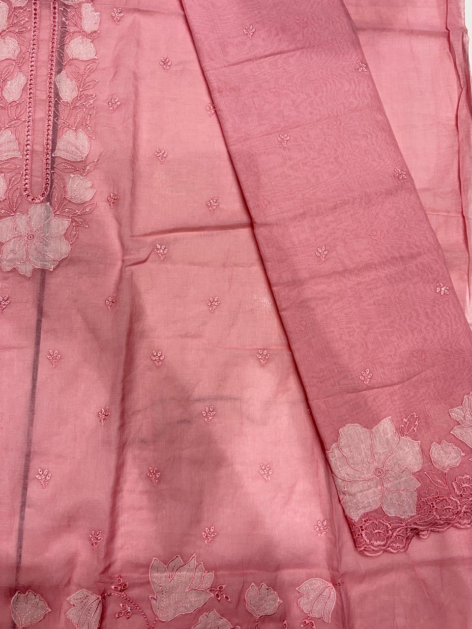 Pink Embroidered Unstitched Suit view 4