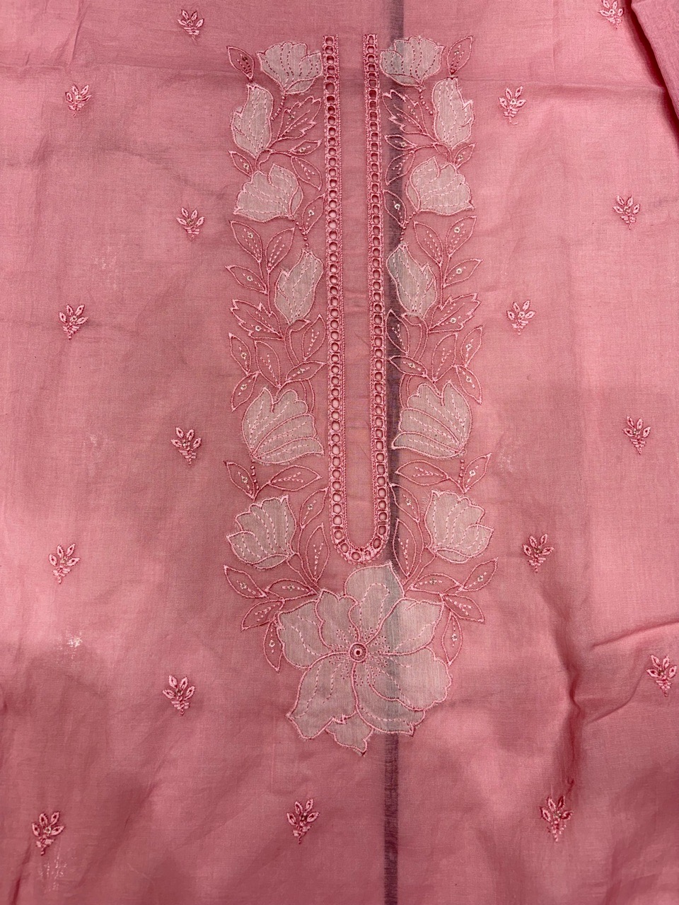 Pink Embroidered Unstitched Suit view 2