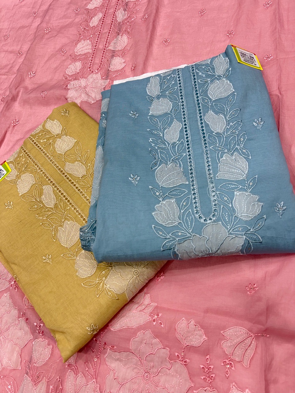 Pink Embroidered Unstitched Suit view 6