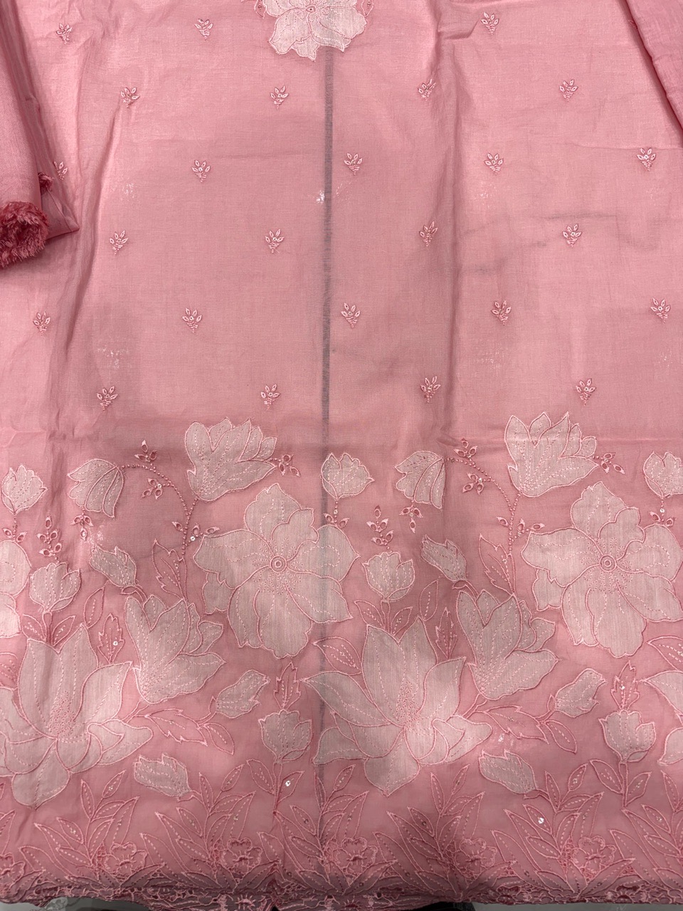 Pink Embroidered Unstitched Suit view 5