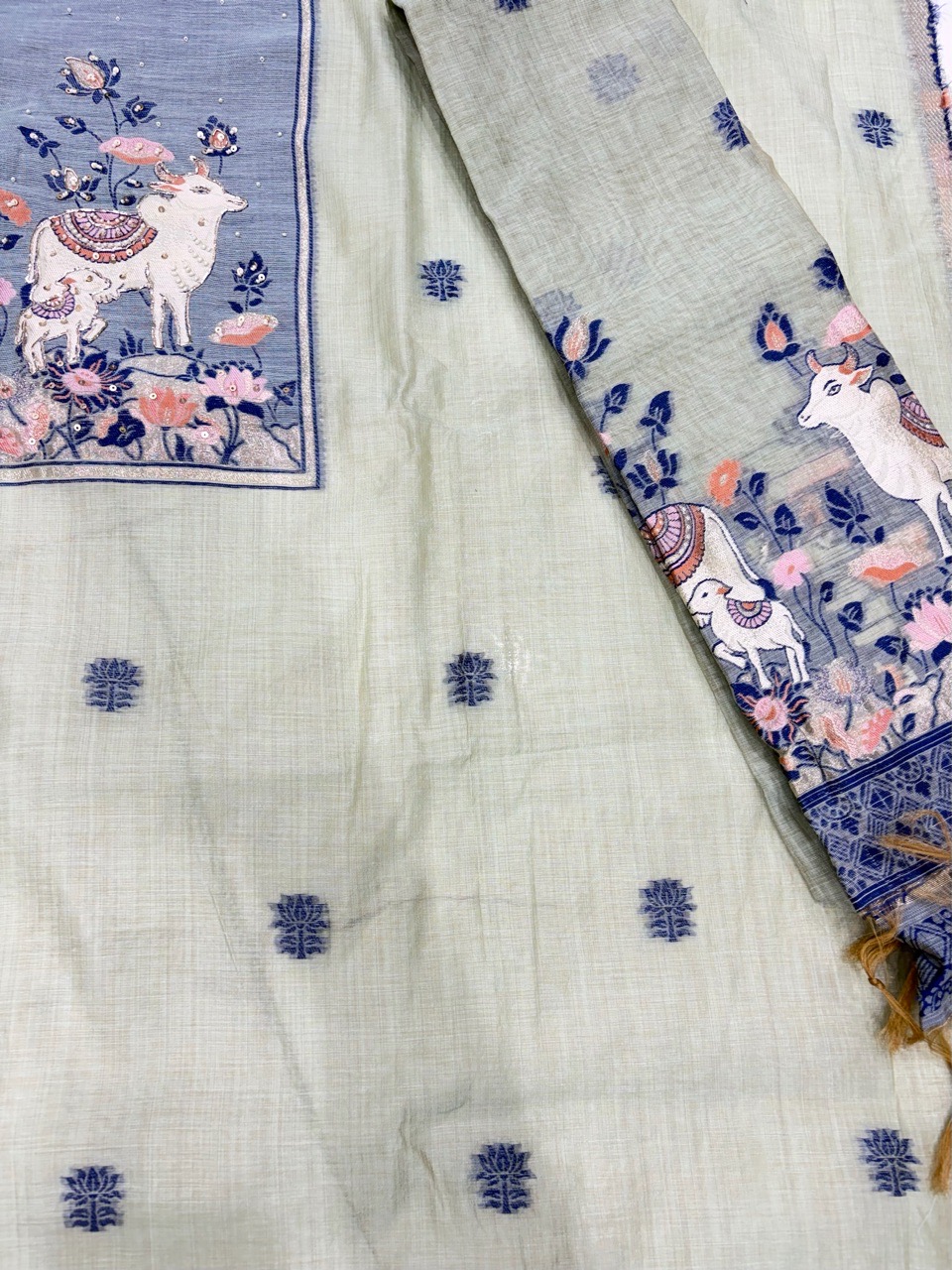 Cow Designed Unstitched Suit Set view 2