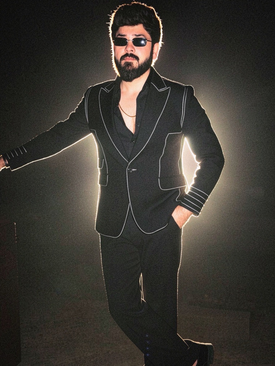 Black Threadwork Suit view 2