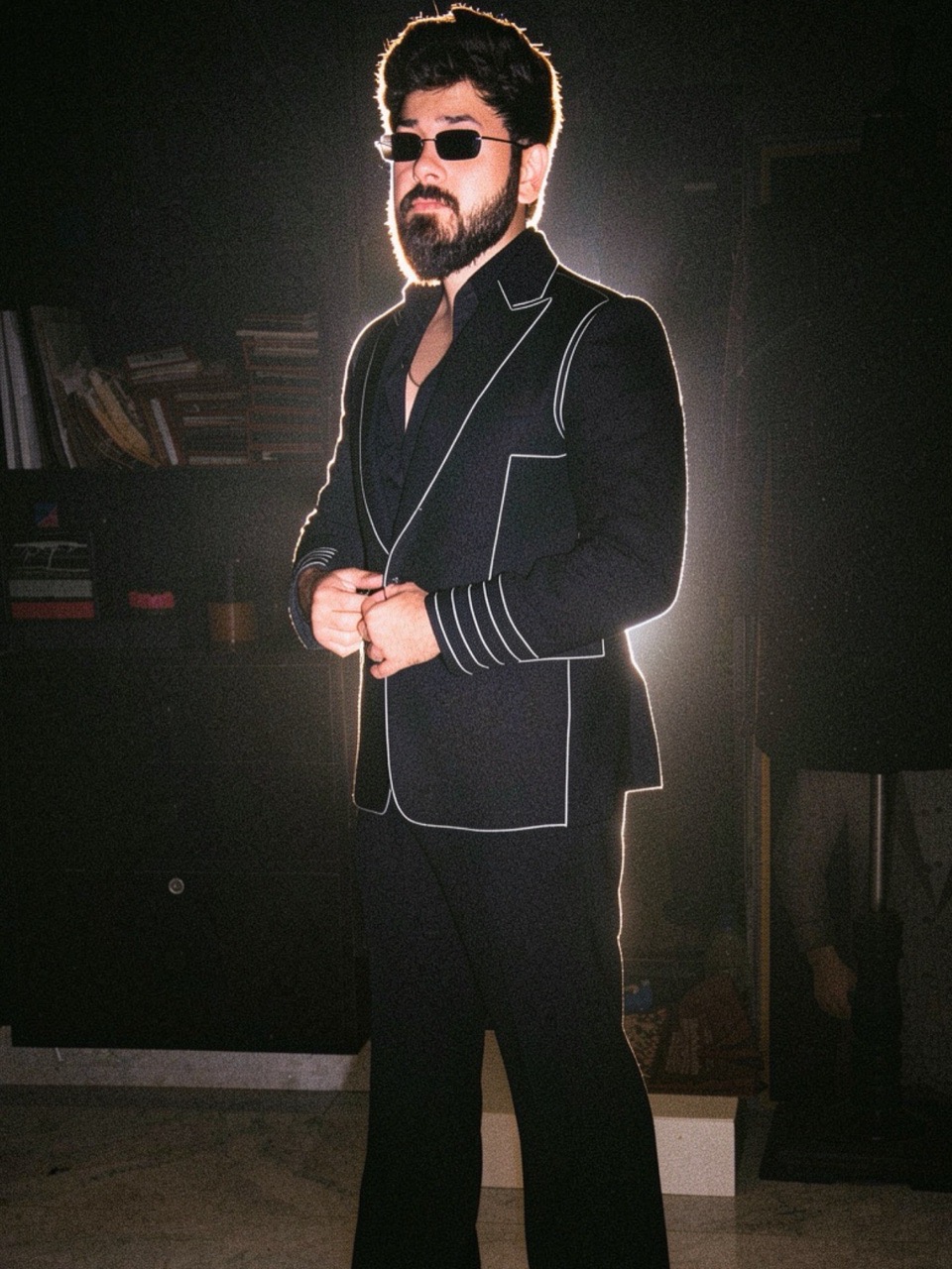 Black Threadwork Suit view 3
