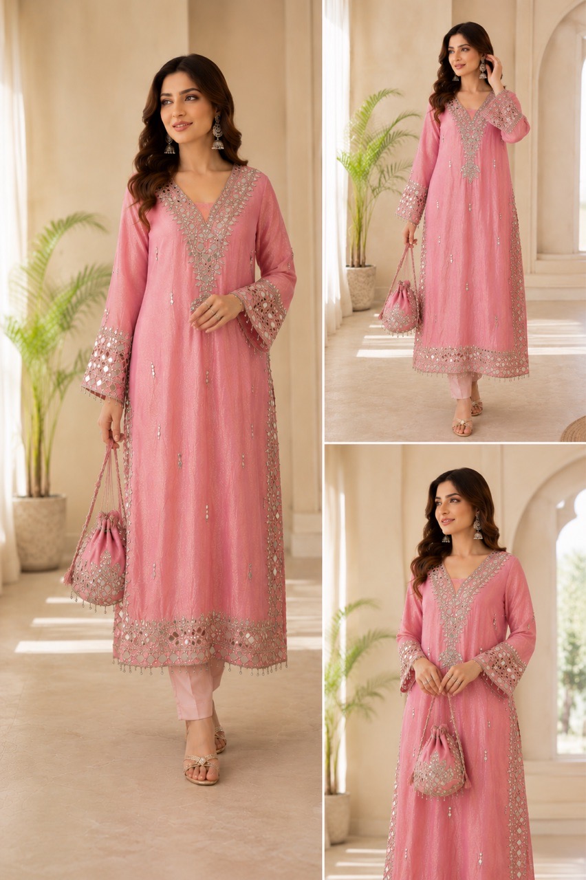 Pure Shimmer Fabric Floot Length Phirin view 3