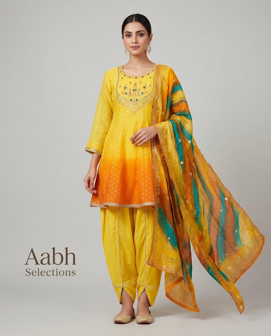 Pure Chanderi Silk Pelum Suit With Tulip Pants view 2