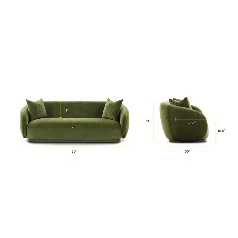 Green Velvet Sofa view 4