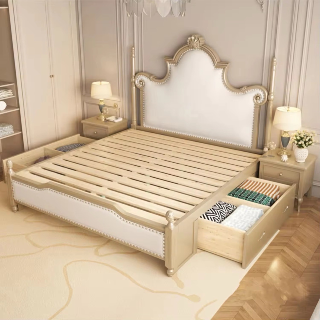 Luxury Wooden Carving Bed view 6