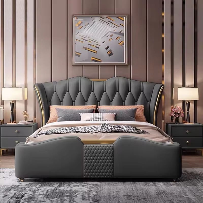 Luxury White Upholstered Bed view 4