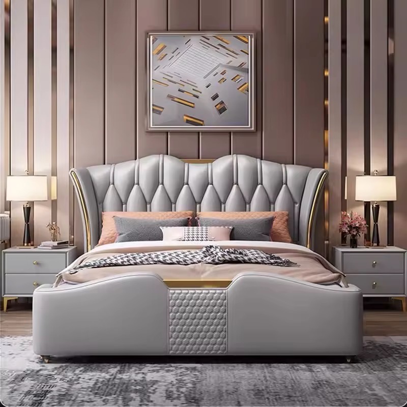 Luxury White Upholstered Bed view 5